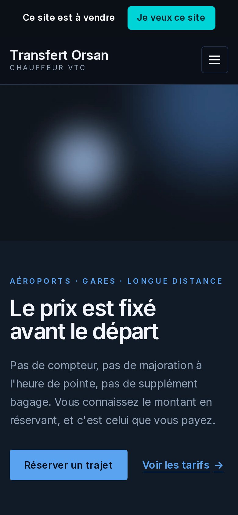 Site clé en main pour chauffeur vtc, affiché sur un téléphone