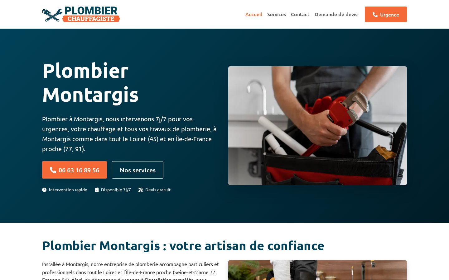 Aperçu sur ordinateur du site Plombier Chauffagiste Montargis