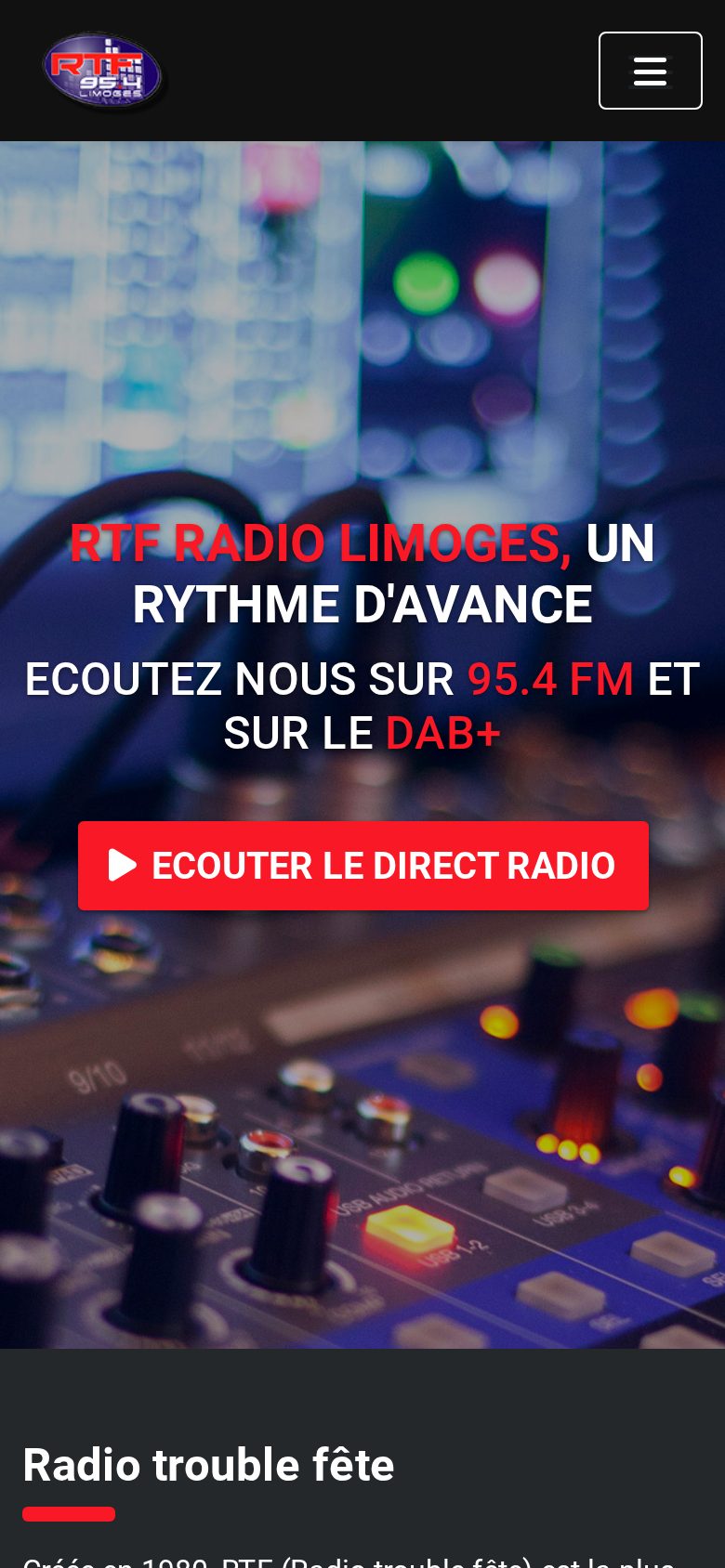 Aperçu sur mobile du site RTF Radio Limoges